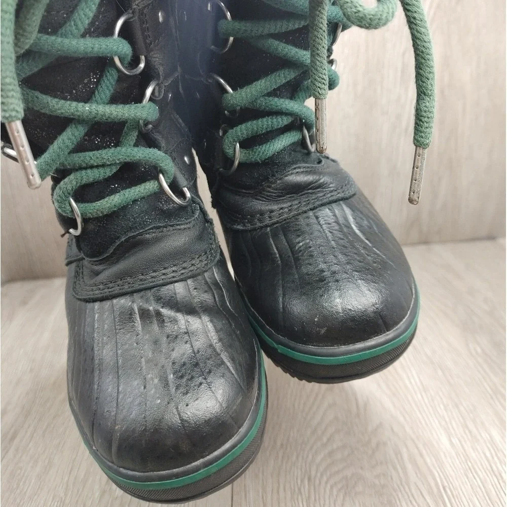 Sorel Tofino Snow Boot Black Leather Waterproof Fleece lined NL 3029-010 Size‎ 6